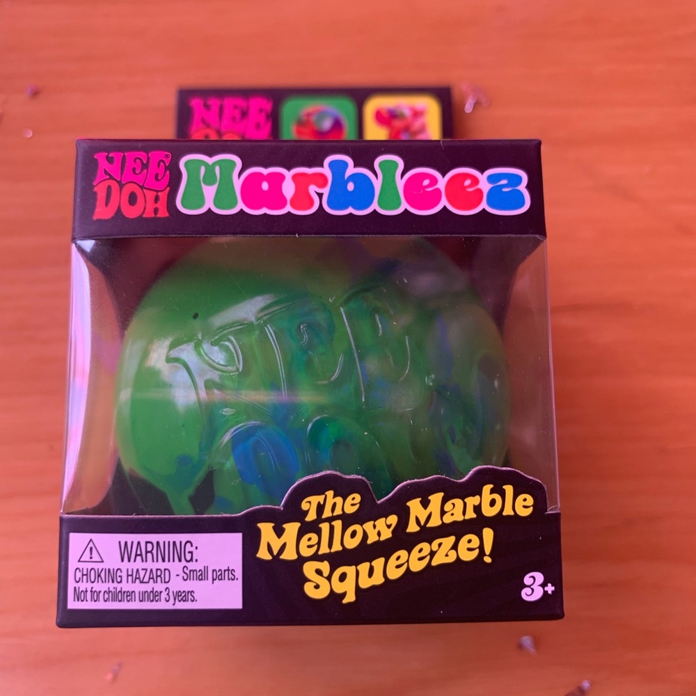 NEW Needoh Marbleez Green Blue Mix Mellow Marble Squeeze